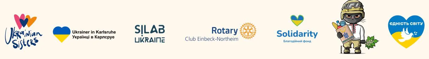 Партнери: Ukrainian Sisters, Ukrainer in Karlsruhe, SILAB Ukraine, Rotary Club Einbeck-Northeim, Solidarity, Єдність світу